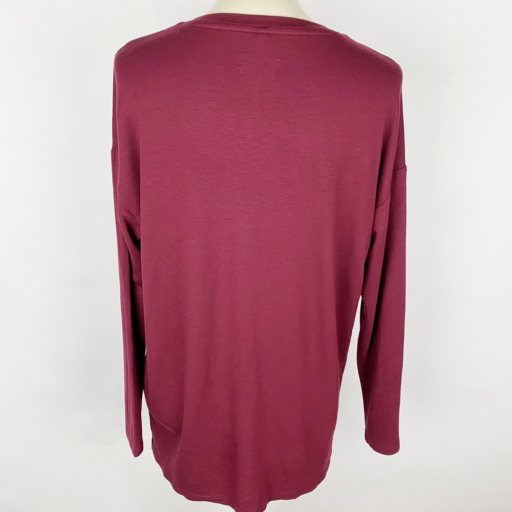 Lou & Grey Split Neck Relaxed Drop Shoulder Pullover Top Womens Medium Burgundy - Picture 4 of 6